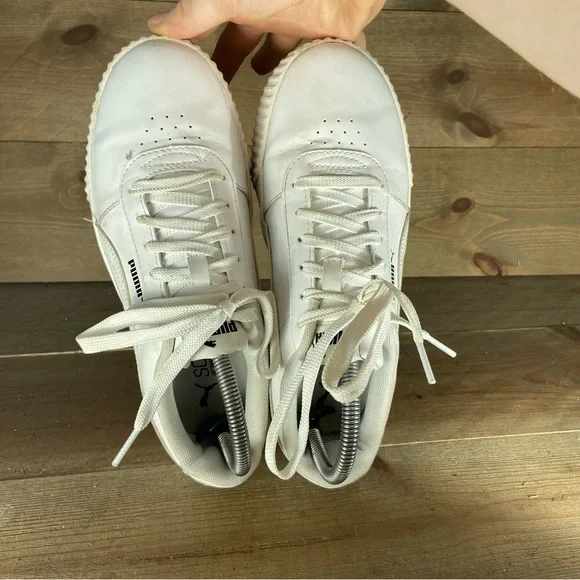 Puma carina Womens size 7.5 shoes white leather comfort casual sneakers - Picture 5 of 8